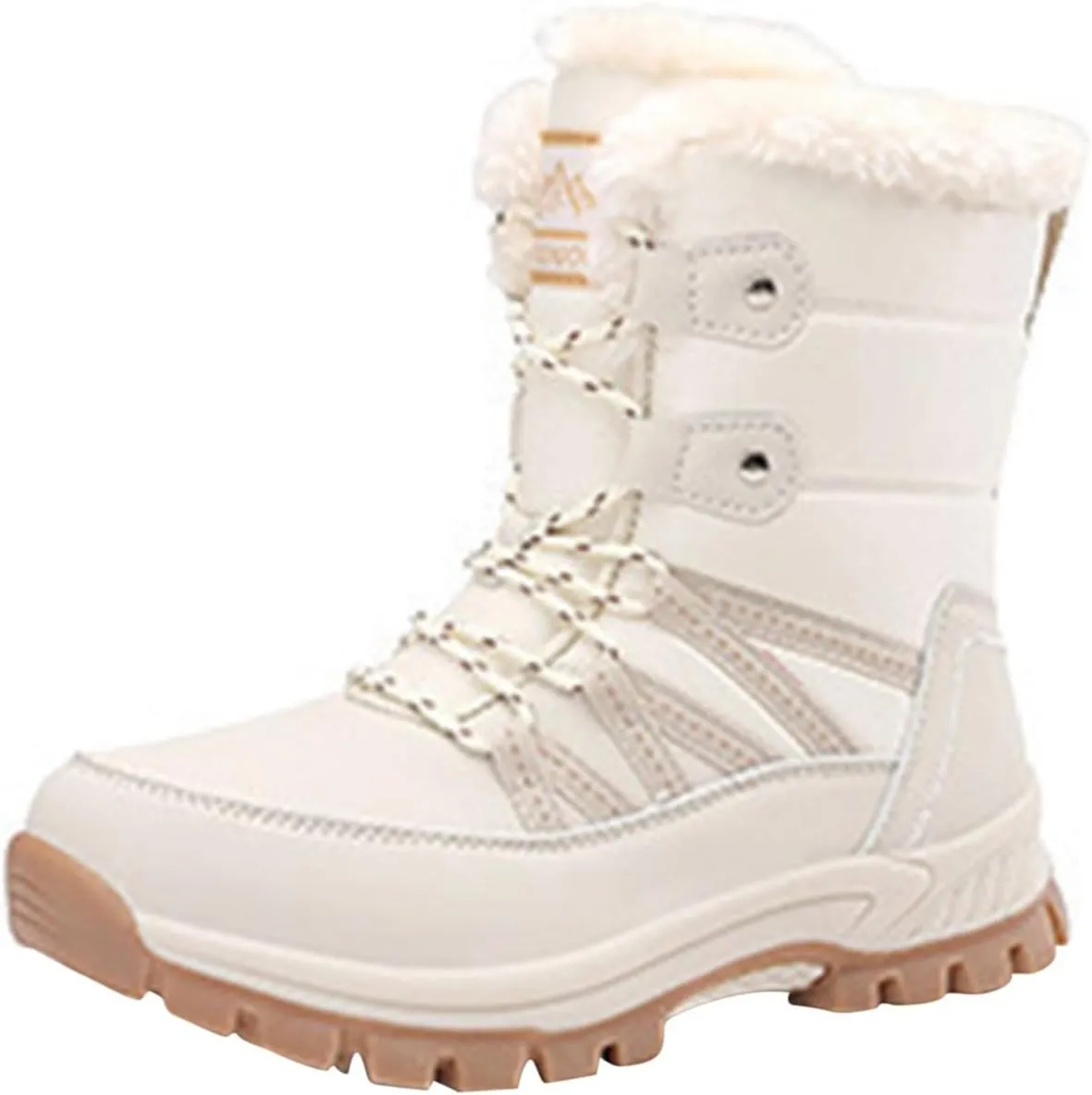 Insulated Hiking Boots Women 𝐖aterproof Non-Slip Ankle Booties Fu𝐫 Lined Winter Walking Shoes For Men