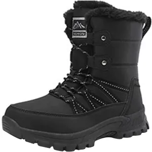 Insulated Hiking Boots Women 𝐖aterproof Non-Slip Ankle Booties Fu𝐫 Lined Winter Walking Shoes For Men