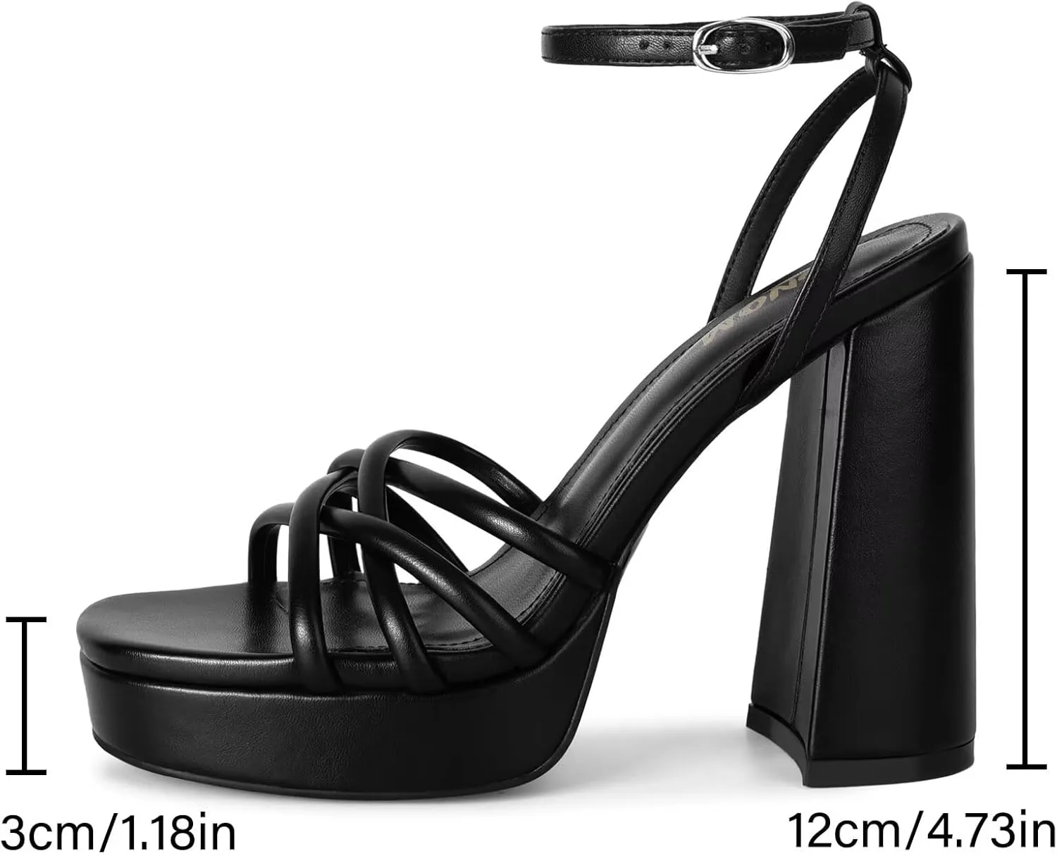 ISNOM Platform Chunky Heels for Women with Round Toe Strappy Heels for Wedding Party Date Shopping Travel Festival Holiday