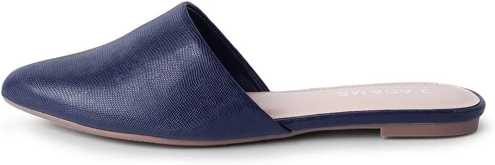 J. Adams Lennox Mules for Women - Closed Pointed Toe Flat Heel Slides