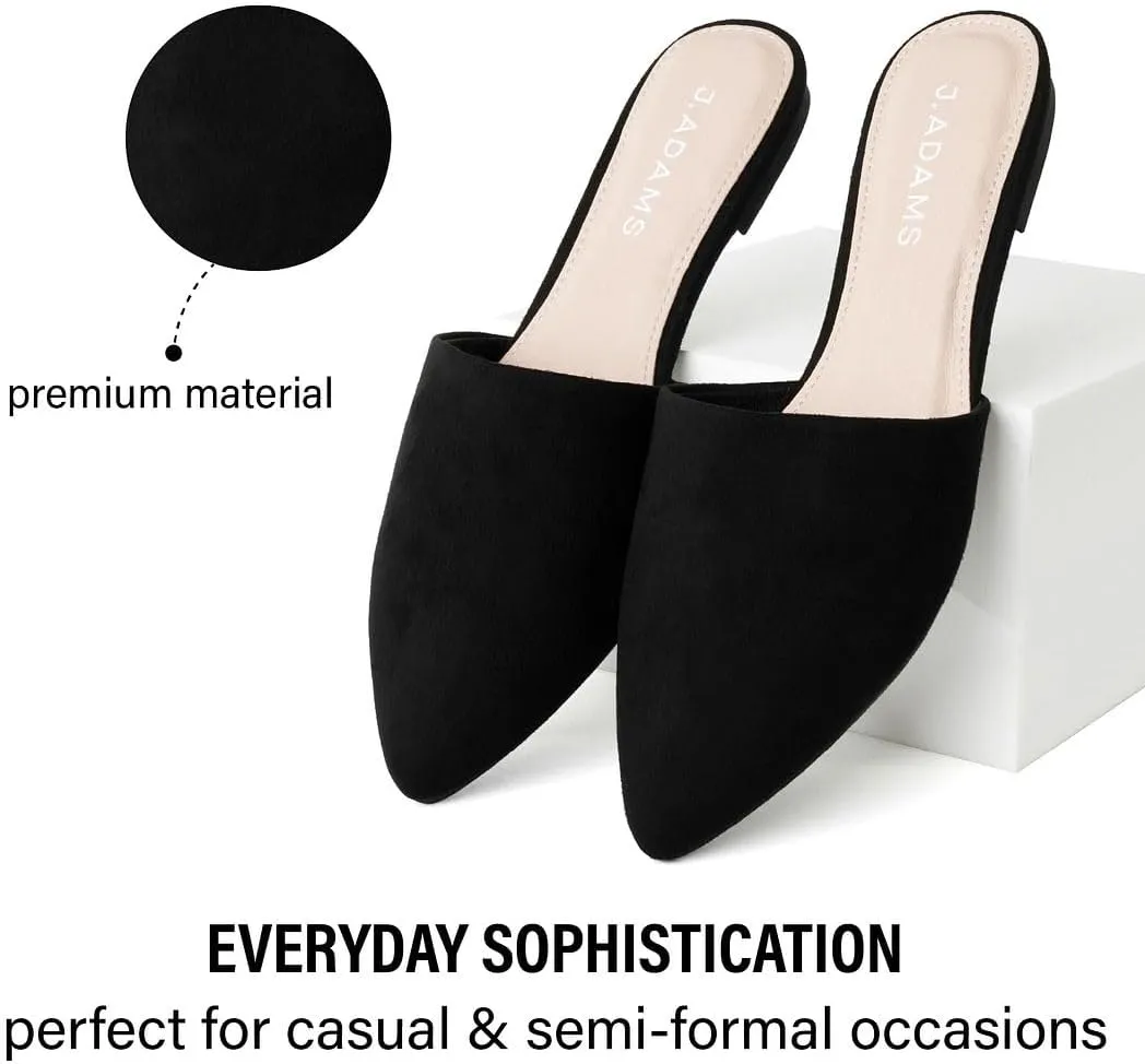 J. Adams Lennox Mules for Women - Closed Pointed Toe Flat Heel Slides