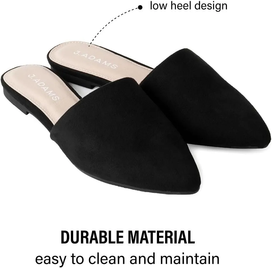 J. Adams Lennox Mules for Women - Closed Pointed Toe Flat Heel Slides