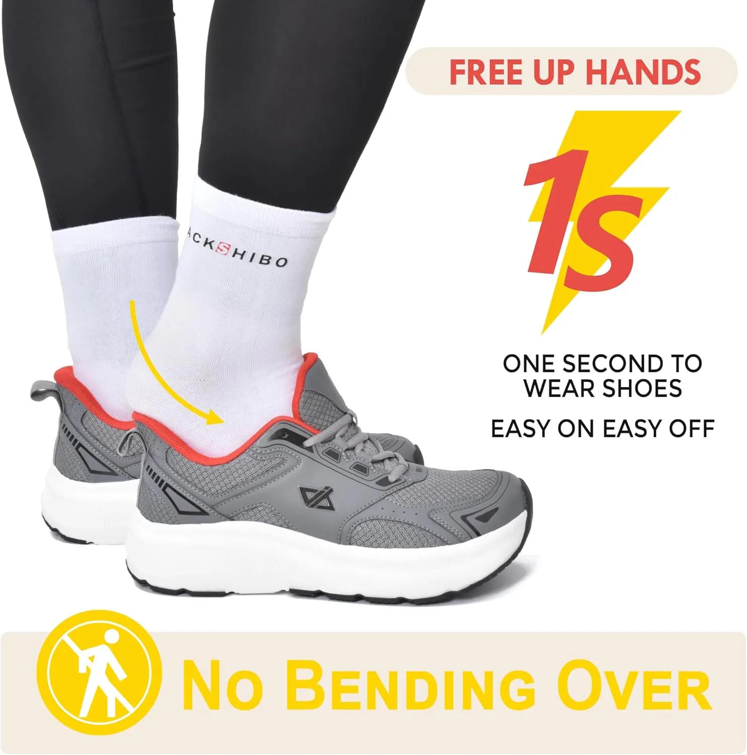 JACKSHIBO Mens Wide Toe Box Slip in Hands Free Shoes,Slip on Arch Support Wide Sneakers,Thick Cushioning Running Shoes,Orthopedic Walking Sneakers with Zero Drop Sole