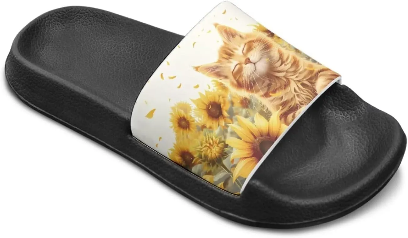 Jeiento Kids Cat Slide Sandals Comfort Sport Slippers Lightweight Non Slip Beach Sandals Children Shower Shoes