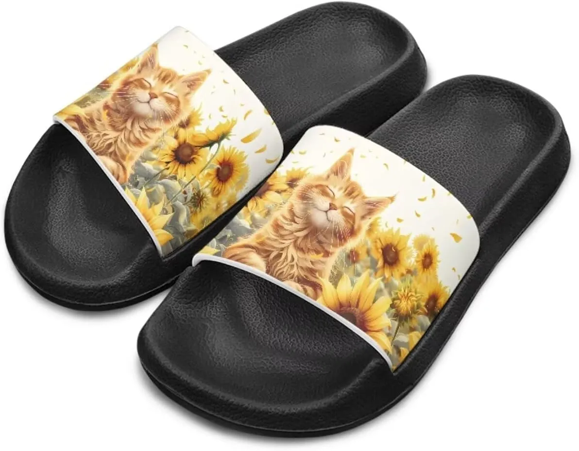 Jeiento Kids Cat Slide Sandals Comfort Sport Slippers Lightweight Non Slip Beach Sandals Children Shower Shoes