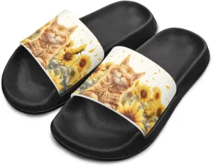 Jeiento Kids Cat Slide Sandals Comfort Sport Slippers Lightweight Non Slip Beach Sandals Children Shower Shoes