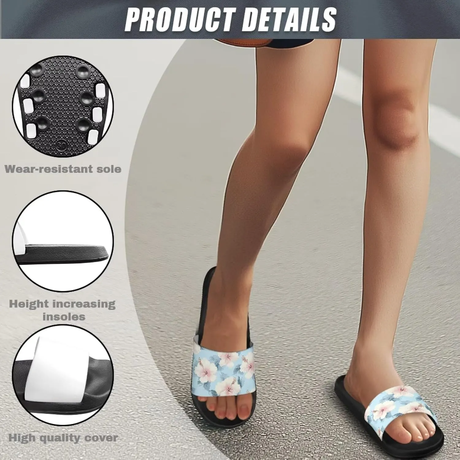 Jeiento Open Toe Slippers for Women Butterfly Slides Sandal Non Slip Rubber Sole Shower Shoes for Bathroom,Beach,Pool