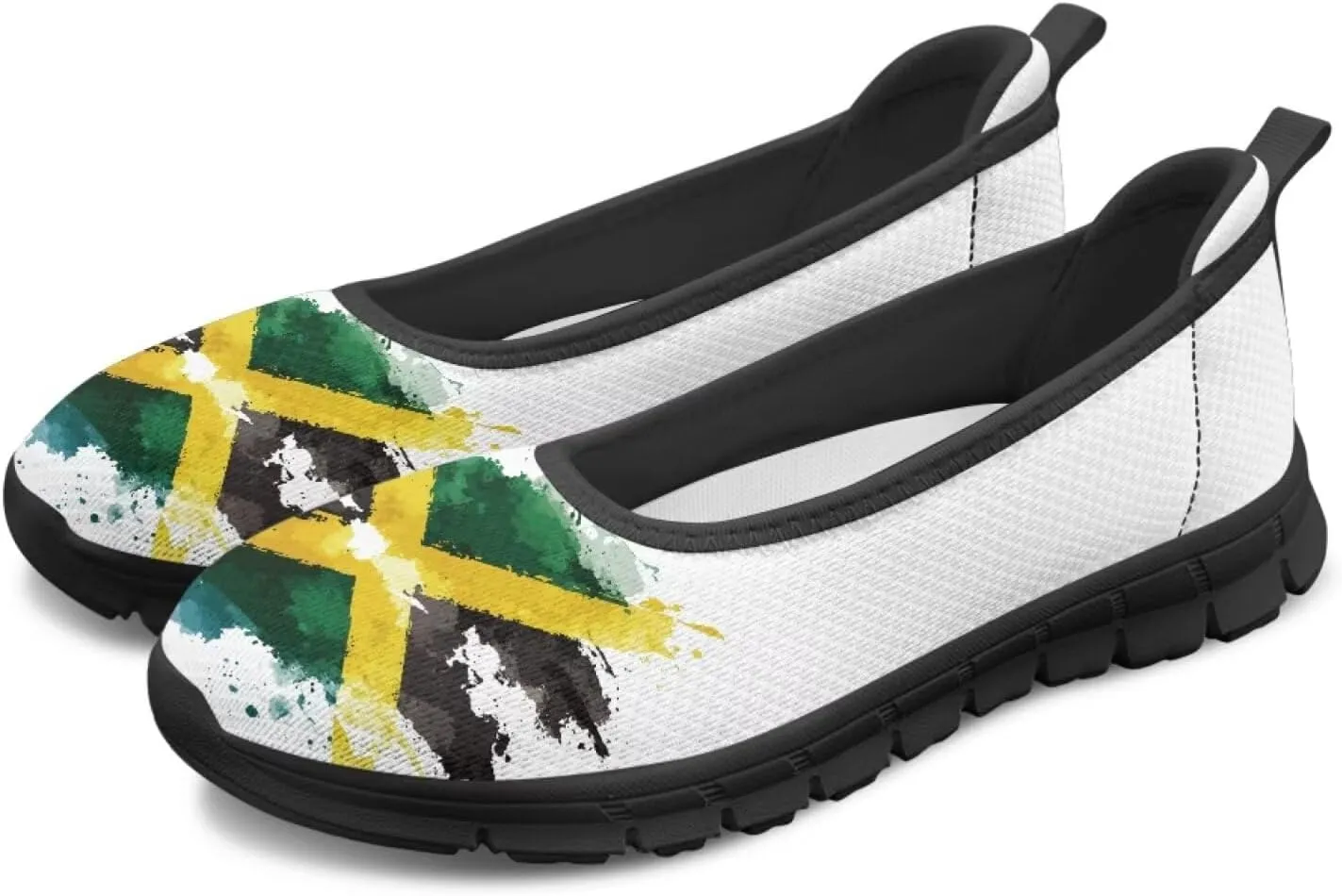 Jeiento Patriotic American Flag Shoes Women's Slip On Sneakers 4th of July Low Cut Walking Running Shoes Comfortable Mesh Tennis Footwear