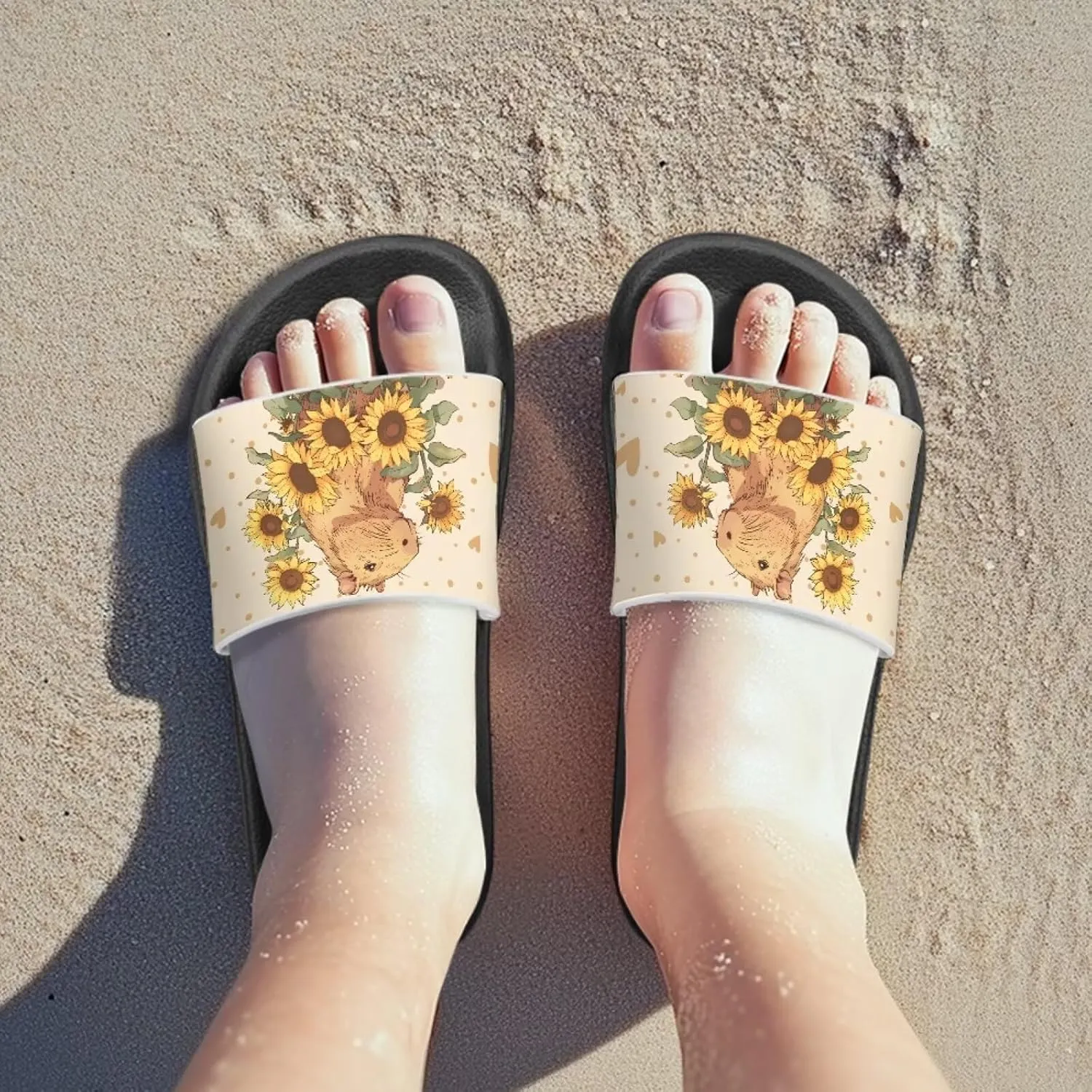 Jeiento Unisex Children Sandals Thick Sole Comfort Footed Casual Slide Open Toe Flat Sandals for Beach,Pool,Bathroom