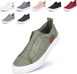 JENN ARDOR Womens Fall Slip On Fashion Sneakers No Laces Comfortable Casual Low Canvas Sneakers Flats Walking Shoes