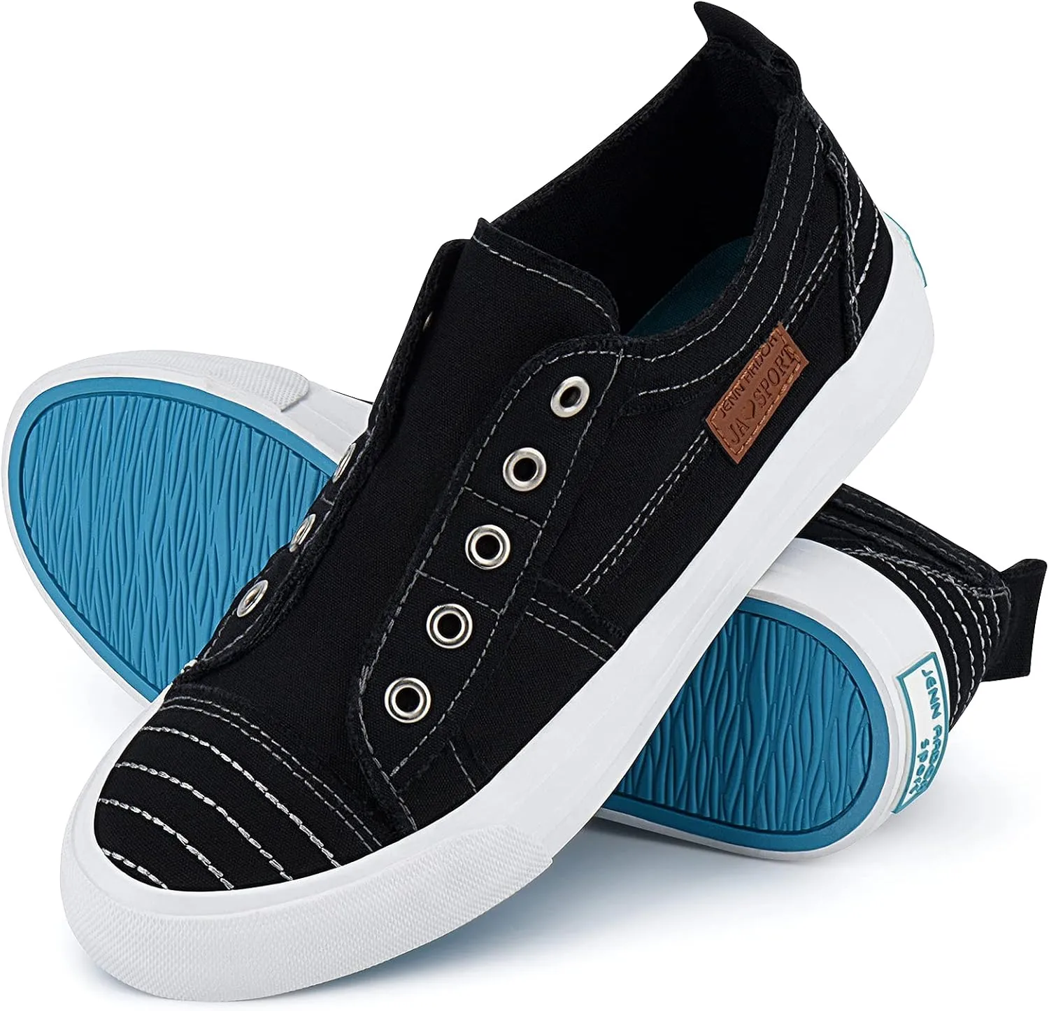 JENN ARDOR Womens Fall Slip On Fashion Sneakers No Laces Comfortable Casual Low Canvas Sneakers Flats Walking Shoes