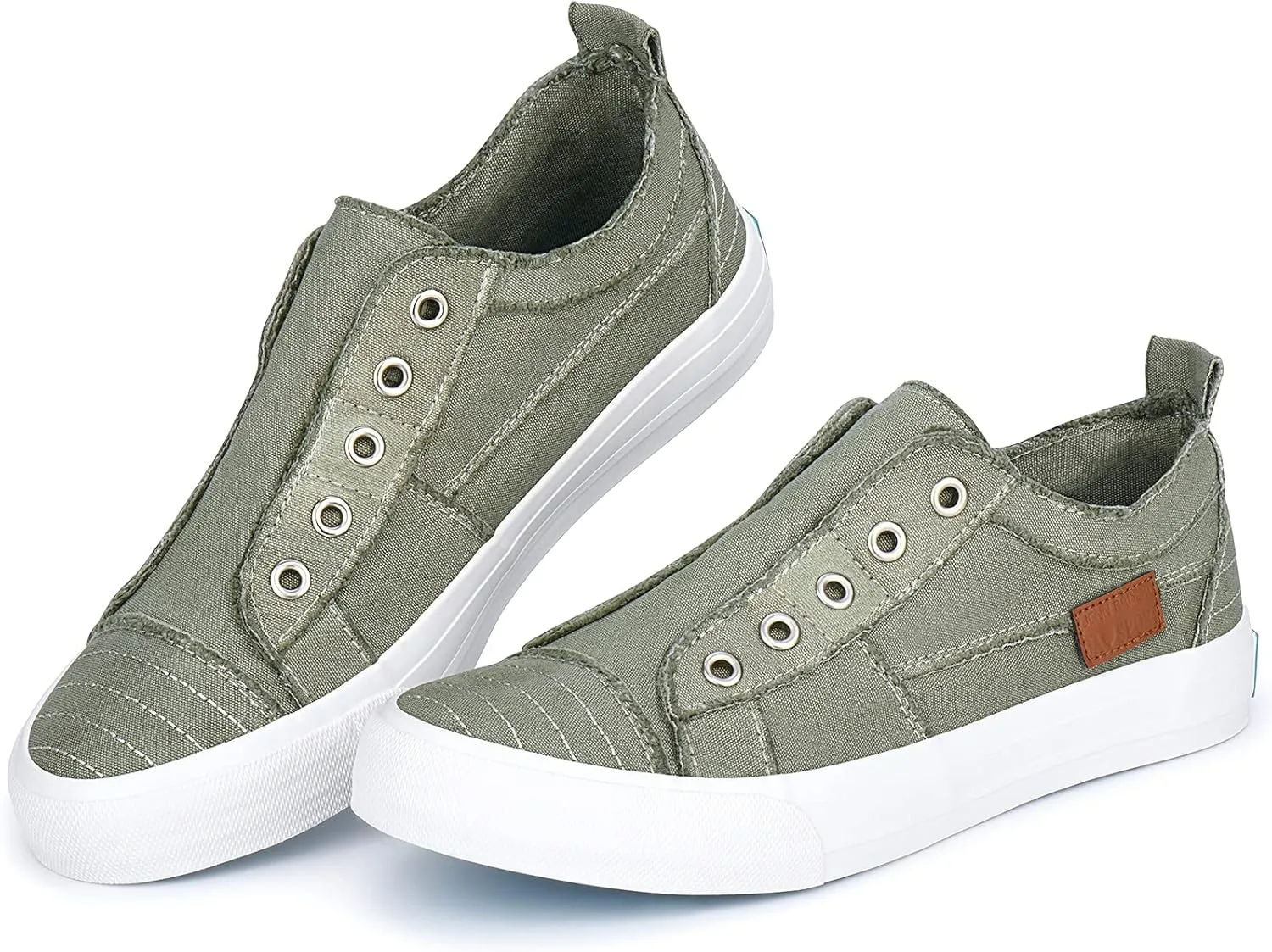 JENN ARDOR Womens Fall Slip On Fashion Sneakers No Laces Comfortable Casual Low Canvas Sneakers Flats Walking Shoes