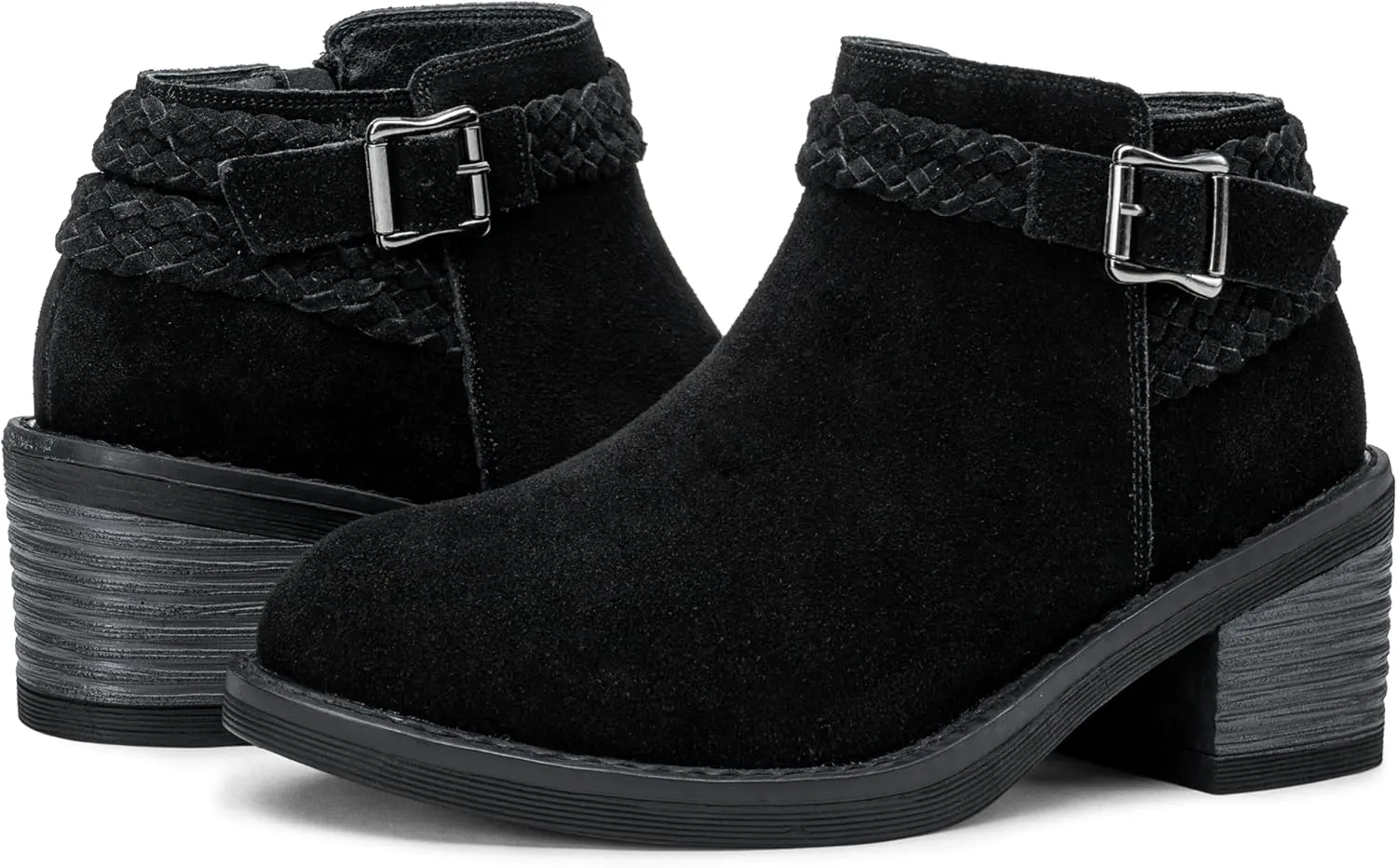 Jeossy Women's Ankle Boots, Low Heel Short Booties, Dress Fall Boots with Inner Zipper