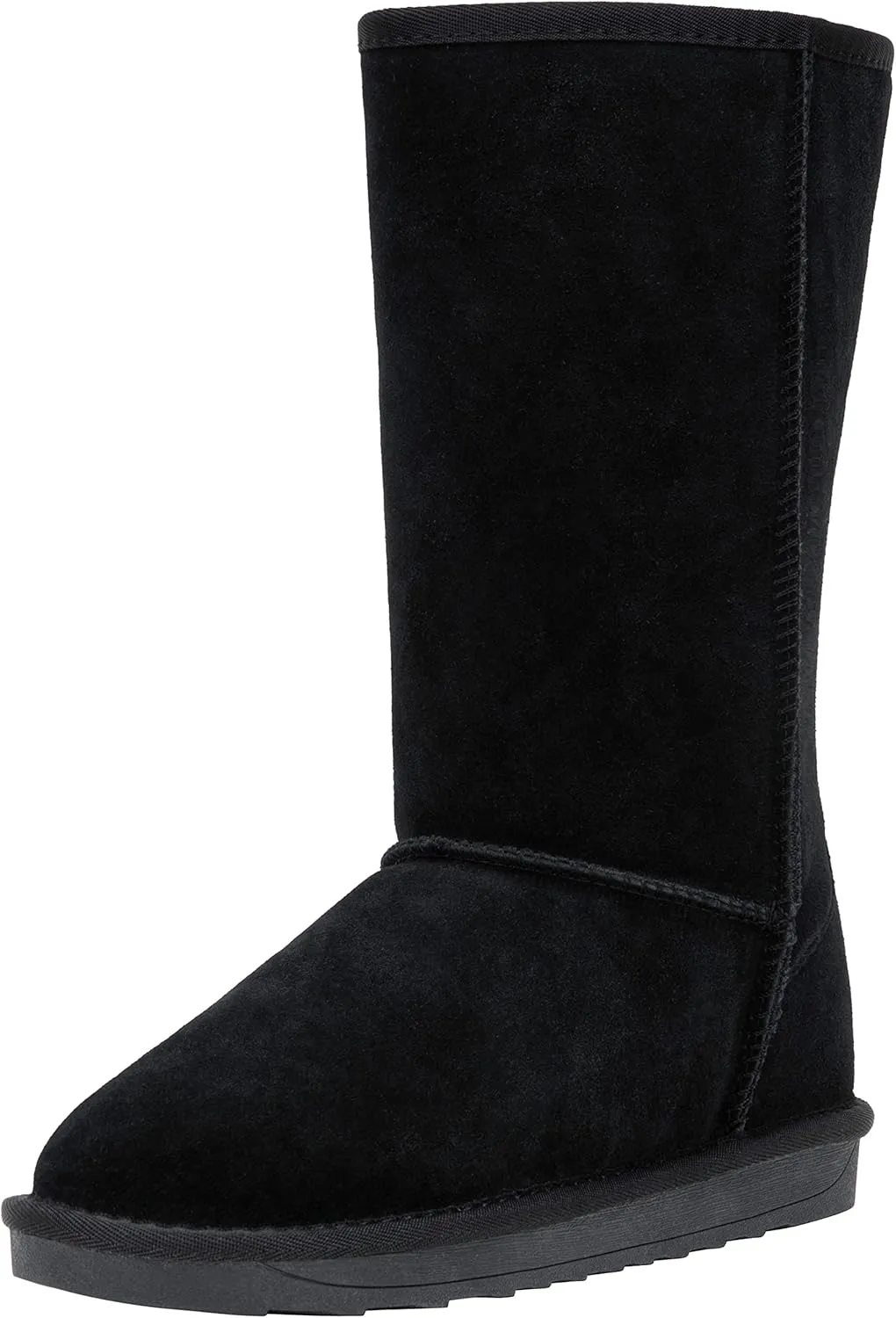 Jeossy Women's Winter Snow Boots, Warm Suede Fur Slip on Mid Calf Plush Fuzzy Tall Shoes