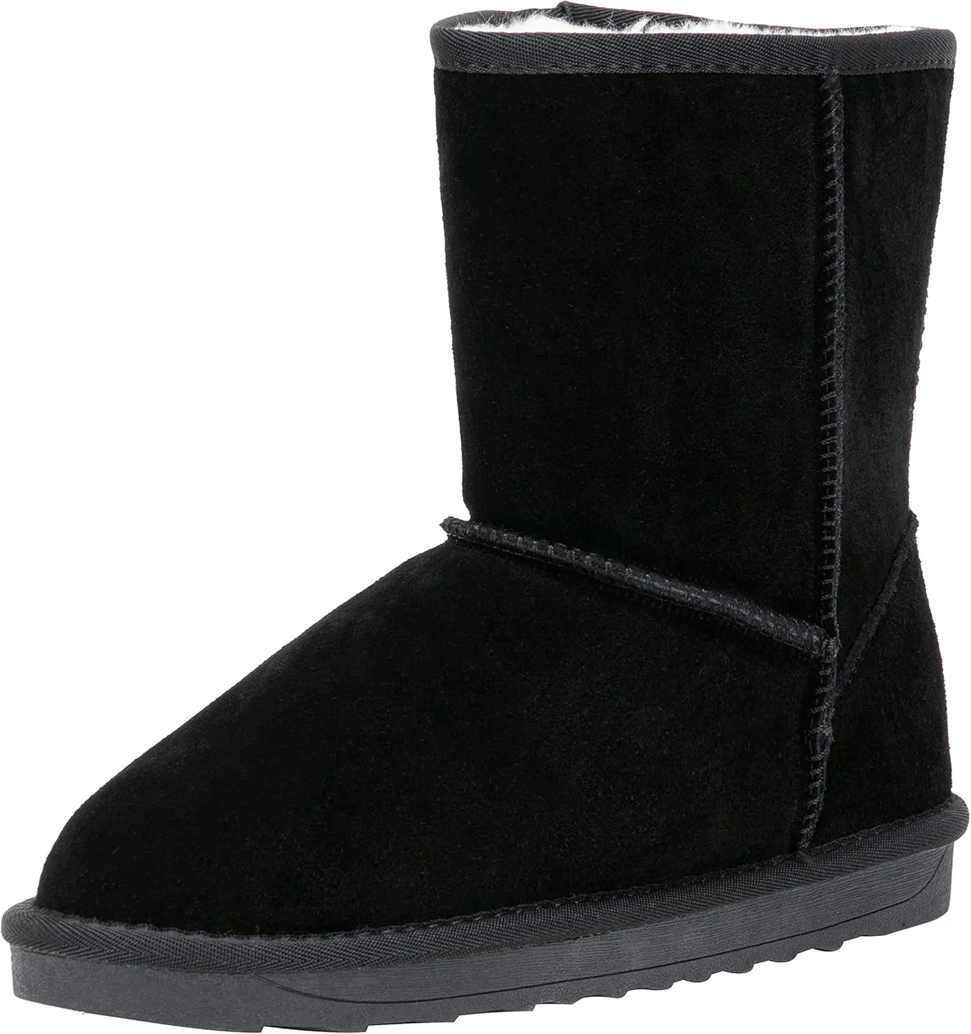 Jeossy Women's Winter Snow Boots, Warm Suede Fur Slip on Mid Calf Plush Fuzzy Tall Shoes
