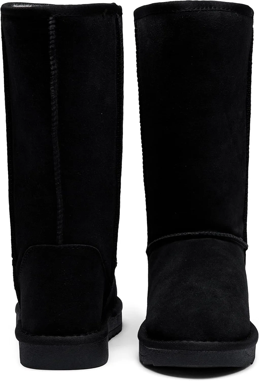Jeossy Women's Winter Snow Boots, Warm Suede Fur Slip on Mid Calf Plush Fuzzy Tall Shoes