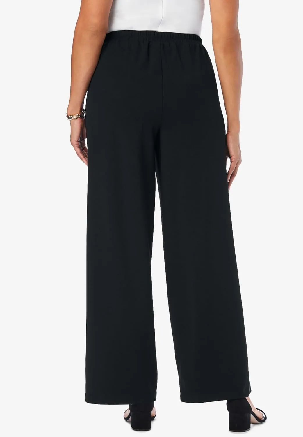 Jessica London Women's Plus Size Stretch Knit Crepe Wide Leg Pant