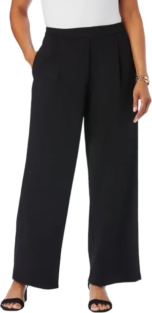 Jessica London Women's Plus Size Stretch Knit Crepe Wide Leg Pant
