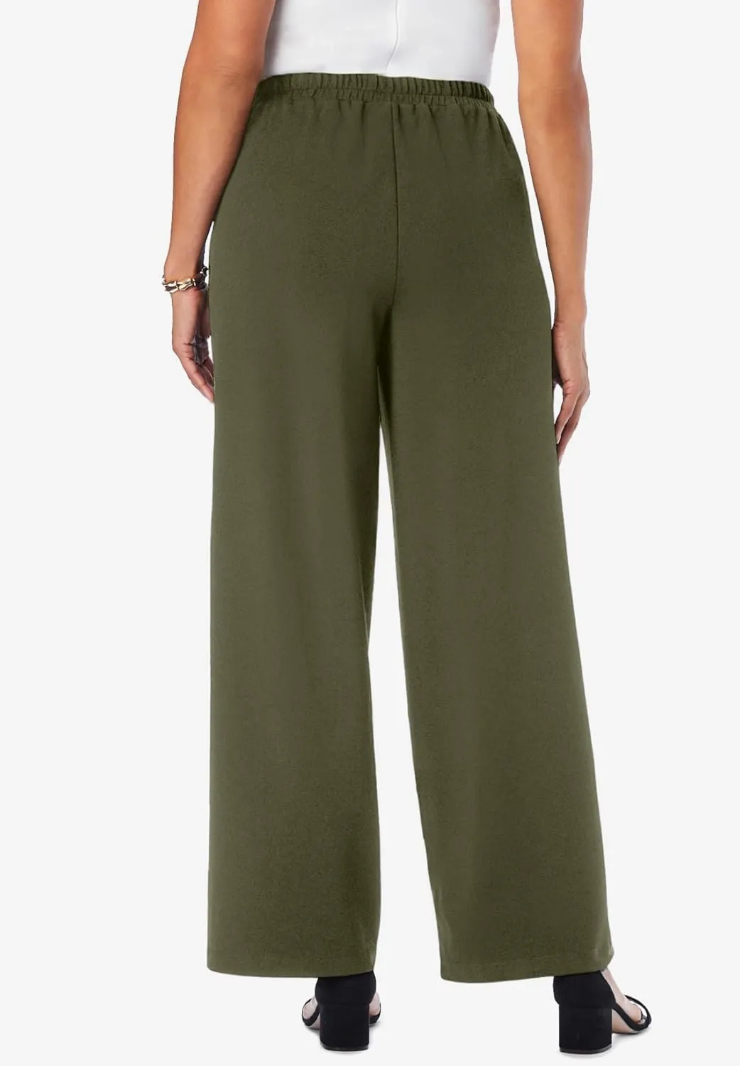 Jessica London Women's Plus Size Stretch Knit Crepe Wide Leg Pant