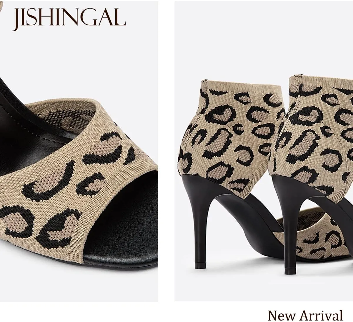 JishinGal High Heels for Women Peep Toe Heels Sandals Stretchy Knit Open Toe High Sexy 3 Inches Stiletto for Dressy and Everyday