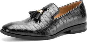 JITAI Men's Slip On Dress Casual Loafers with Tassel and Penny, Perfect for Weddings and Disco Nights, Fashionable Tuxedo Shoes with Comfortable Rubber Sole.