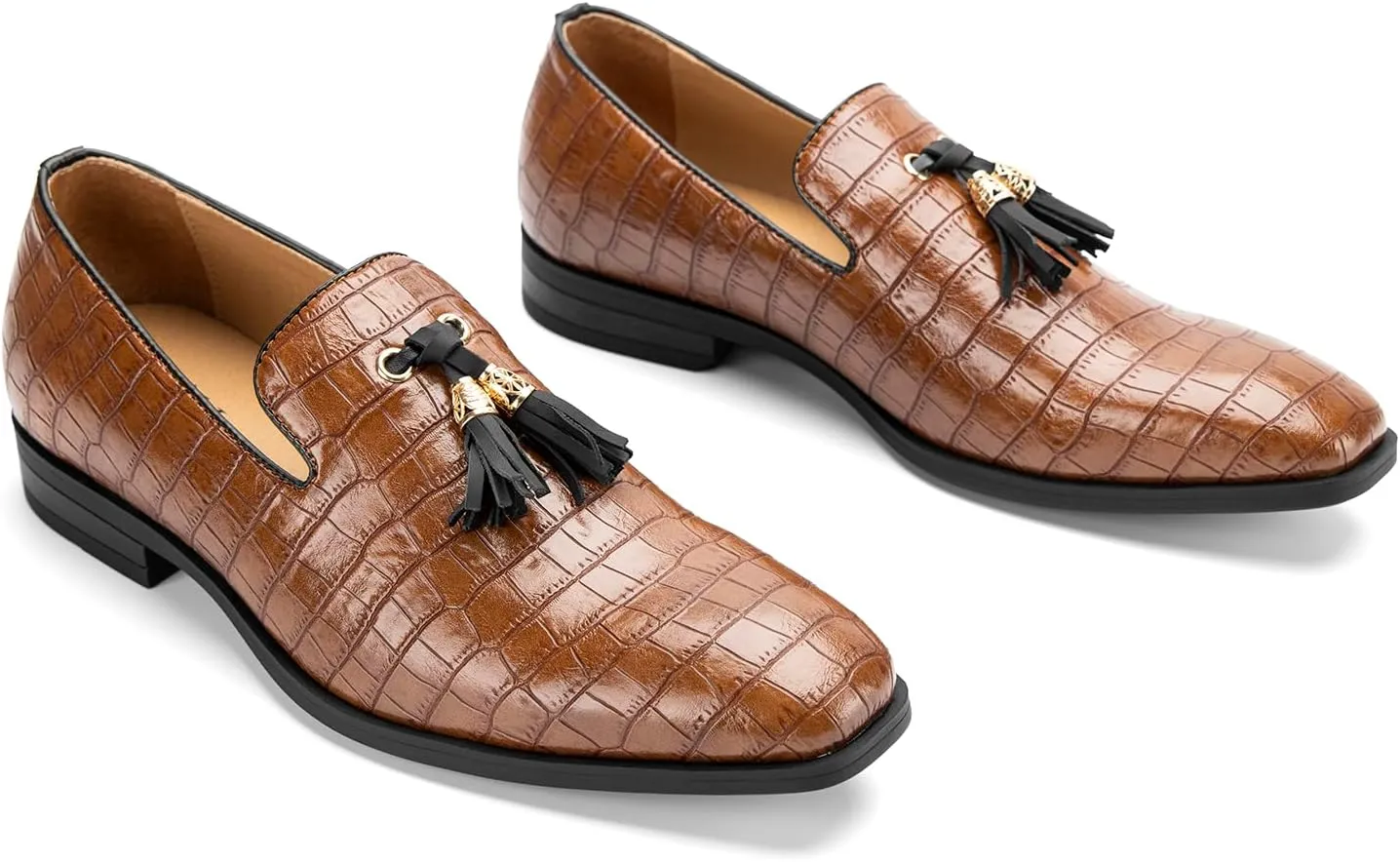 JITAI Men's Slip On Dress Casual Loafers with Tassel and Penny, Perfect for Weddings and Disco Nights, Fashionable Tuxedo Shoes with Comfortable Rubber Sole.