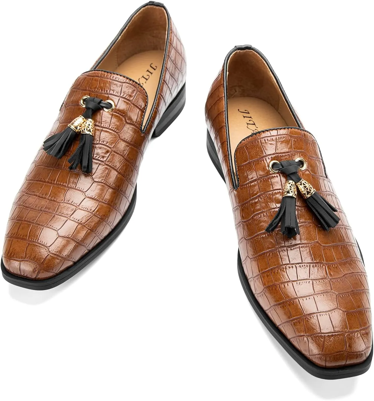 JITAI Men's Slip On Dress Casual Loafers with Tassel and Penny, Perfect for Weddings and Disco Nights, Fashionable Tuxedo Shoes with Comfortable Rubber Sole.