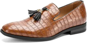 JITAI Men's Slip On Dress Casual Loafers with Tassel and Penny, Perfect for Weddings and Disco Nights, Fashionable Tuxedo Shoes with Comfortable Rubber Sole.