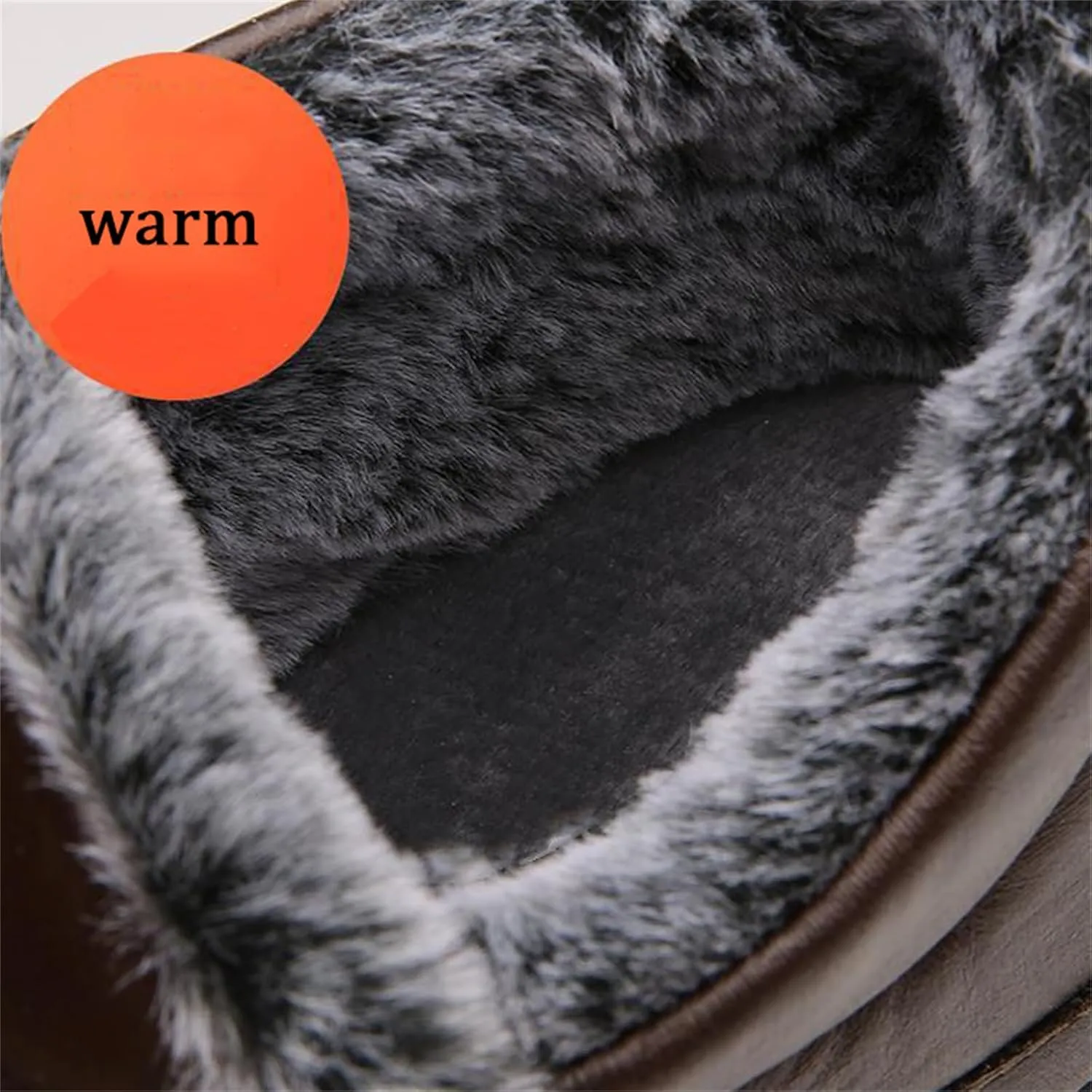 JiuQing Men's Winter Ankle Boots Slip-On Snow Boots Fur Lined Warm Outdoor Walking Cotton Slippers