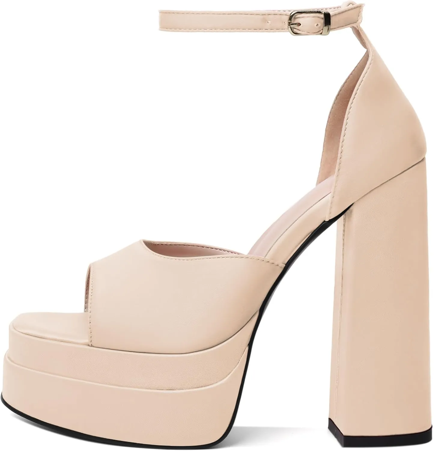Joseywade Chunky Platform Heels Open Toe Women High Heels 5.5 Inches Heeled Sandals Satin Silk Ankle Strap Heels Shoes