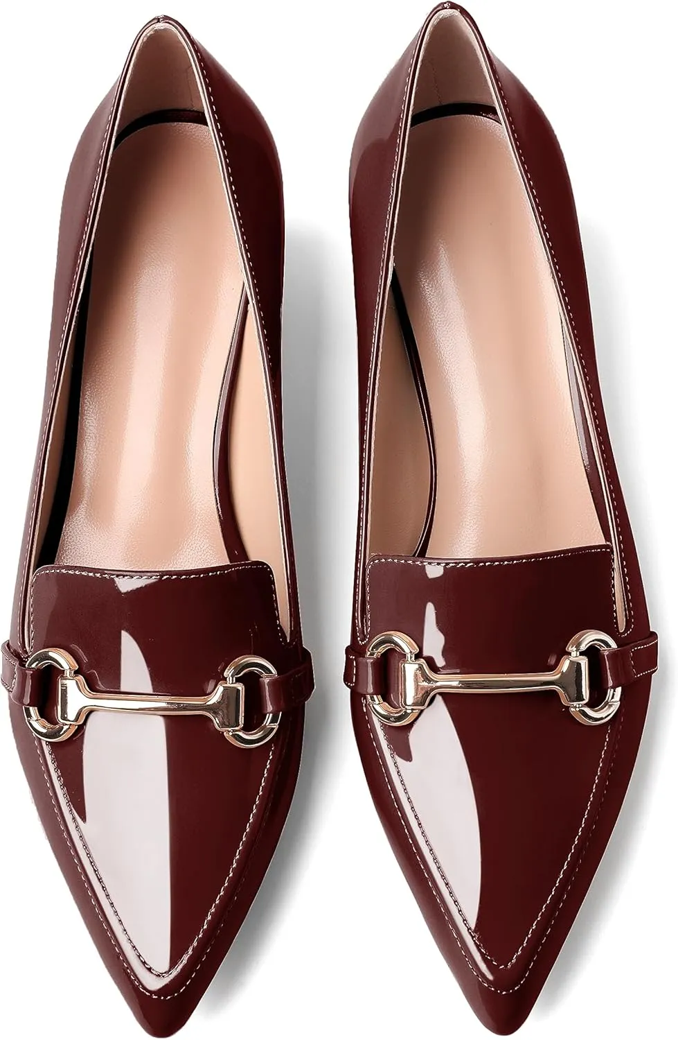Joseywade Low Block Chunky Heels Slip on 2 Inch Women's Pointed Toe Pumps Loafers Closed Toe Shoes