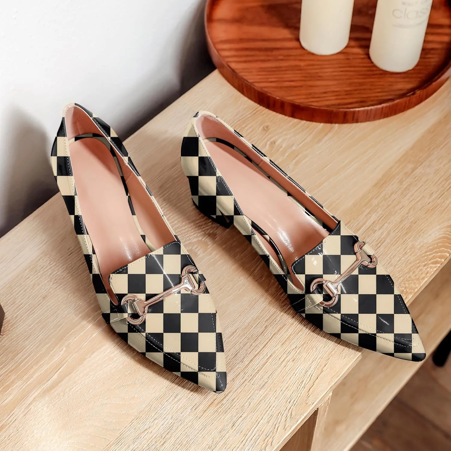 Joseywade Low Block Chunky Heels Slip on 2 Inch Women's Pointed Toe Pumps Loafers Closed Toe Shoes