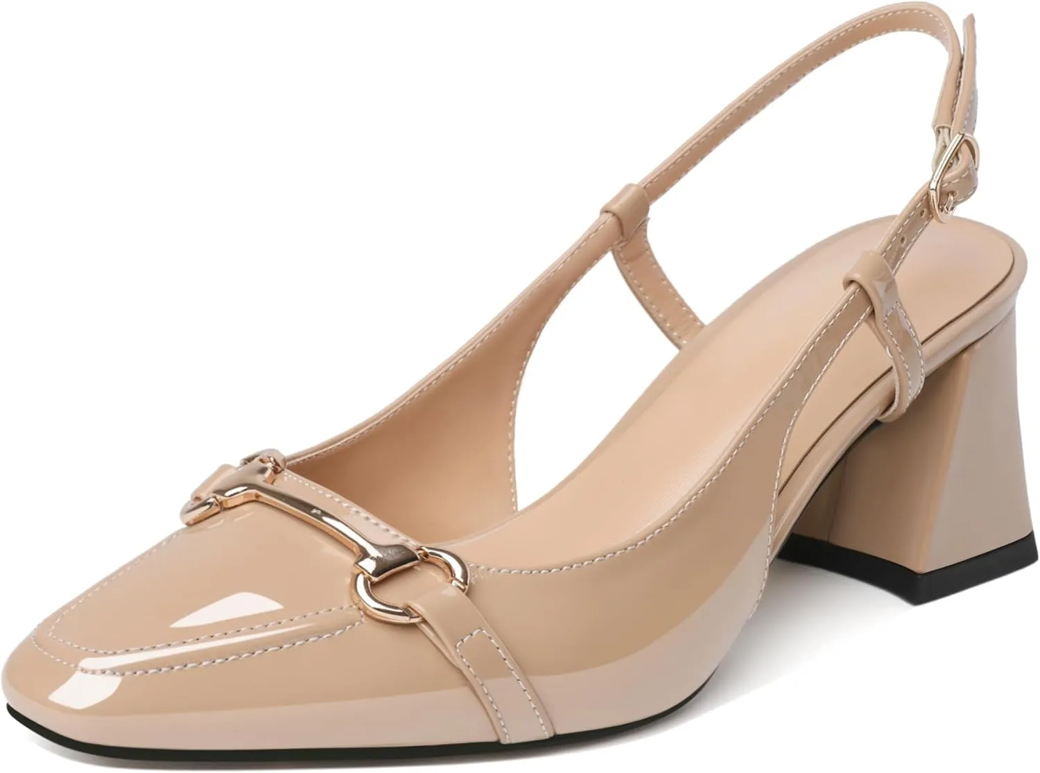 Joseywade Slingback Low Block Chunky Heels Pumps Slanted Heels Loafers 2.5" Closed Toe Shoes Women Heeled Sandals