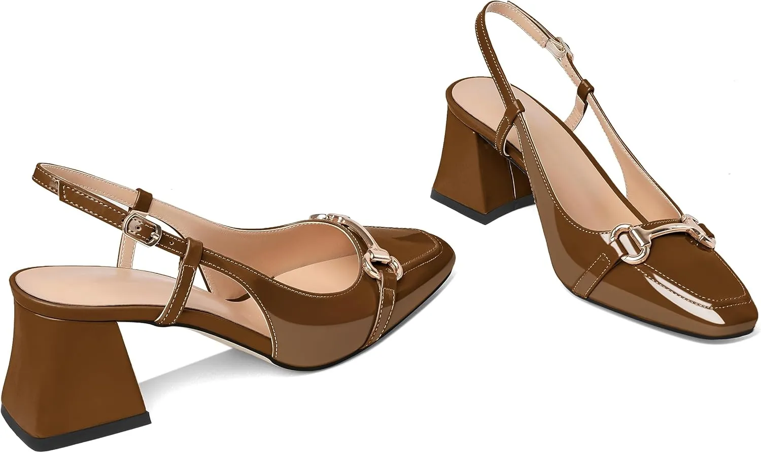 Joseywade Slingback Low Block Chunky Heels Pumps Slanted Heels Loafers 2.5" Closed Toe Shoes Women Heeled Sandals