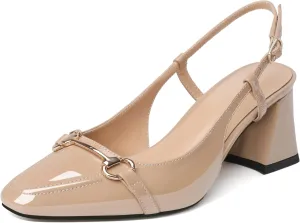 Joseywade Slingback Low Block Chunky Heels Pumps Slanted Heels Loafers 2.5" Closed Toe Shoes Women Heeled Sandals