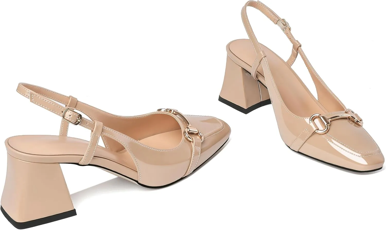 Joseywade Slingback Low Block Chunky Heels Pumps Slanted Heels Loafers 2.5" Closed Toe Shoes Women Heeled Sandals