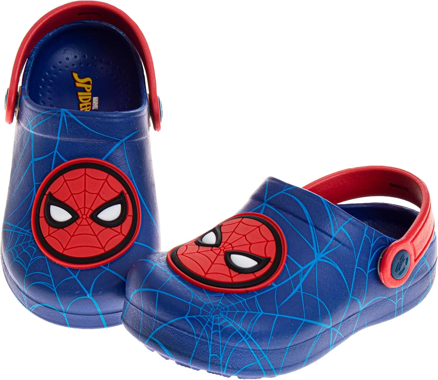 Josmo Kids Spiderman Clog Sandal Waterproof Slip-On Slides for Boys - Spidey Closed Toe Clogs with Backstrap (Sizes 5-10 Toddlers / 11-12 Little Kids)