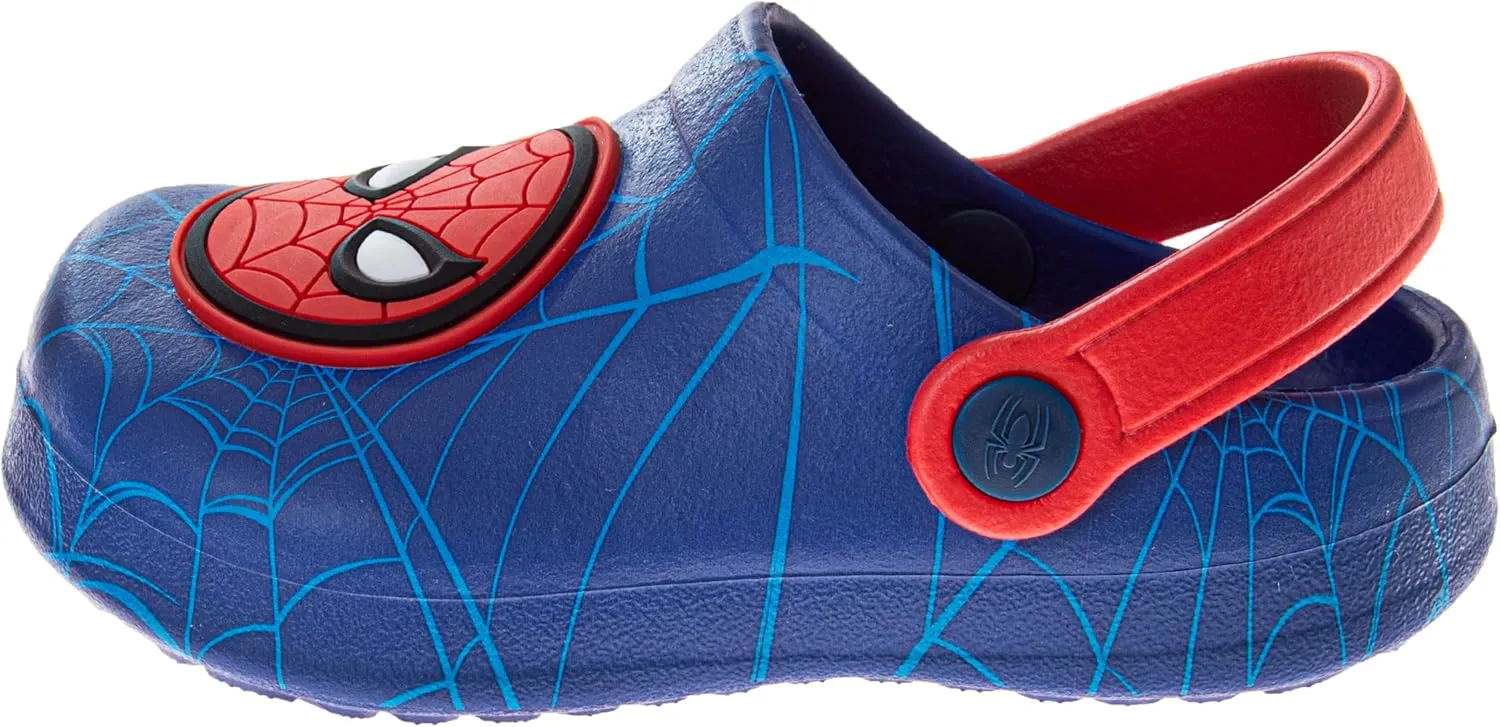 Josmo Kids Spiderman Clog Sandal Waterproof Slip-On Slides for Boys - Spidey Closed Toe Clogs with Backstrap (Sizes 5-10 Toddlers / 11-12 Little Kids)