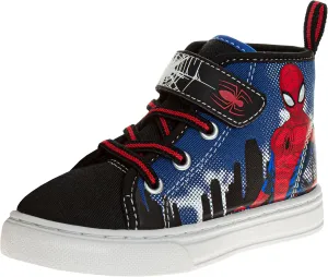 Josmo Kids Spiderman High Top Shoes Athletic Lightweight Breathable - Spidey Sneaker Boys HighTops Character Sneakers (Sizes: 7-10 Toddler / 11-12 Little Kid)