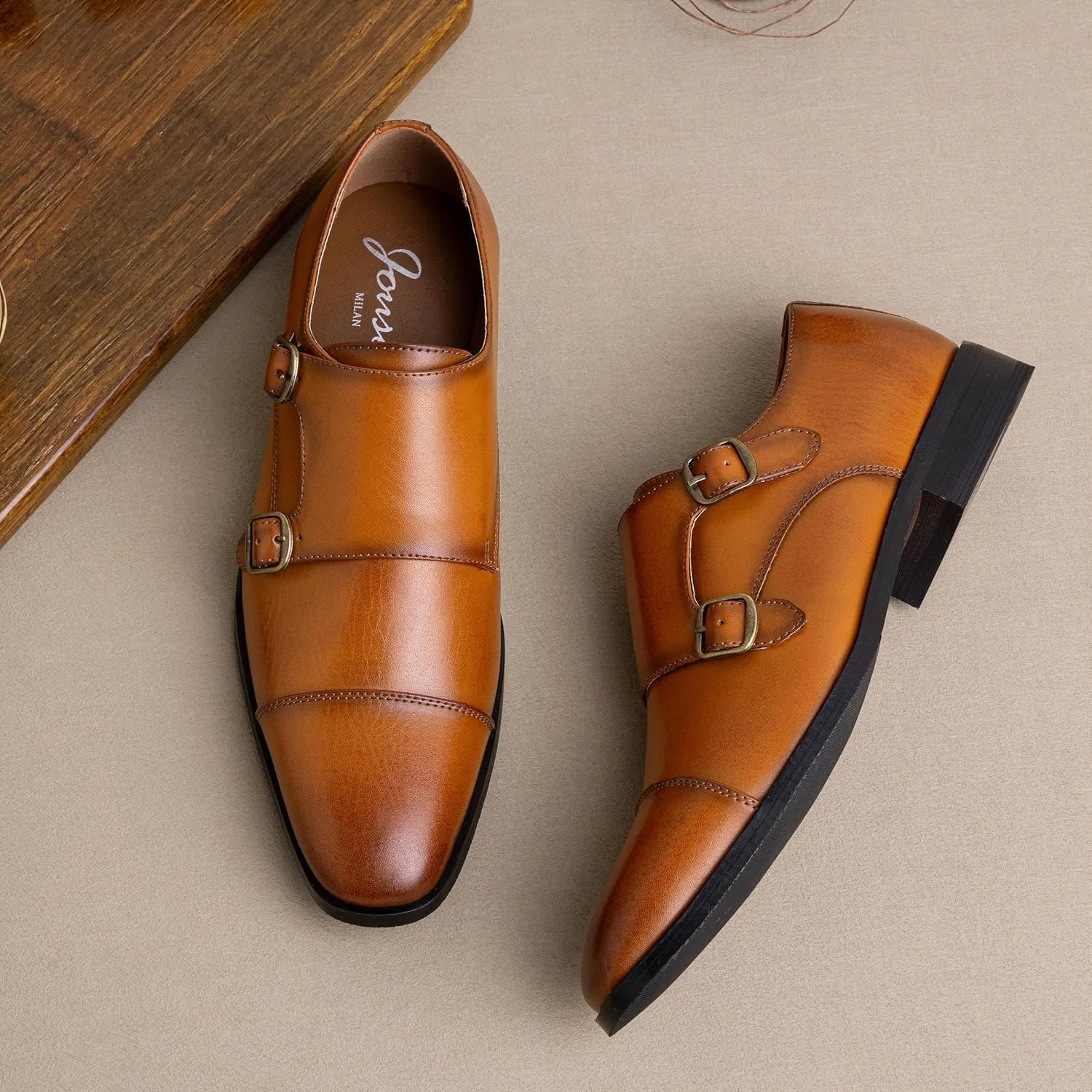 Jousen Dress Shoes for Men Monk Strap Loafers for Men