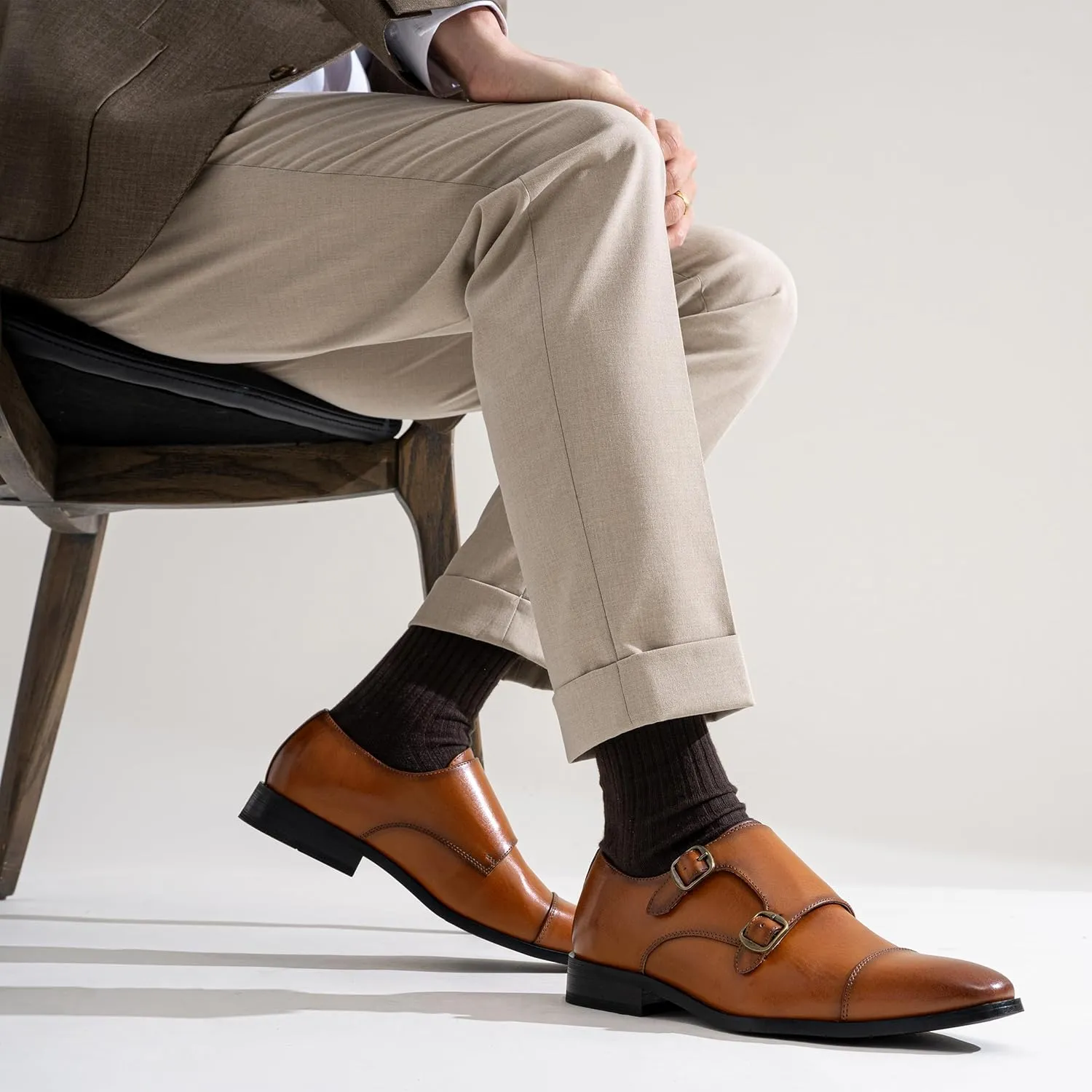 Jousen Dress Shoes for Men Monk Strap Loafers for Men