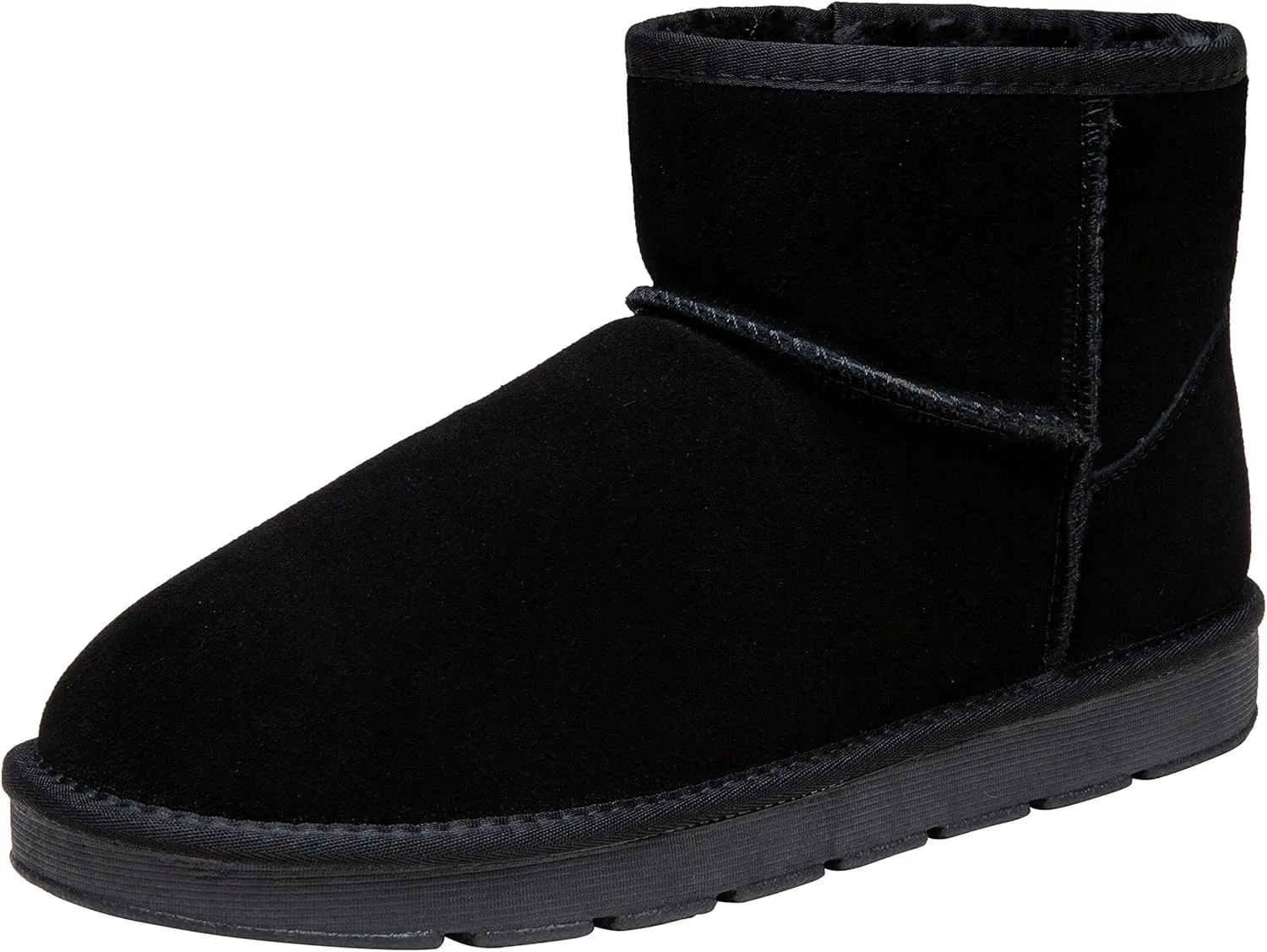 Jousen Men's Winter Boots Suede Snow Boot Leather Mid-calf Shoes Fur Lining