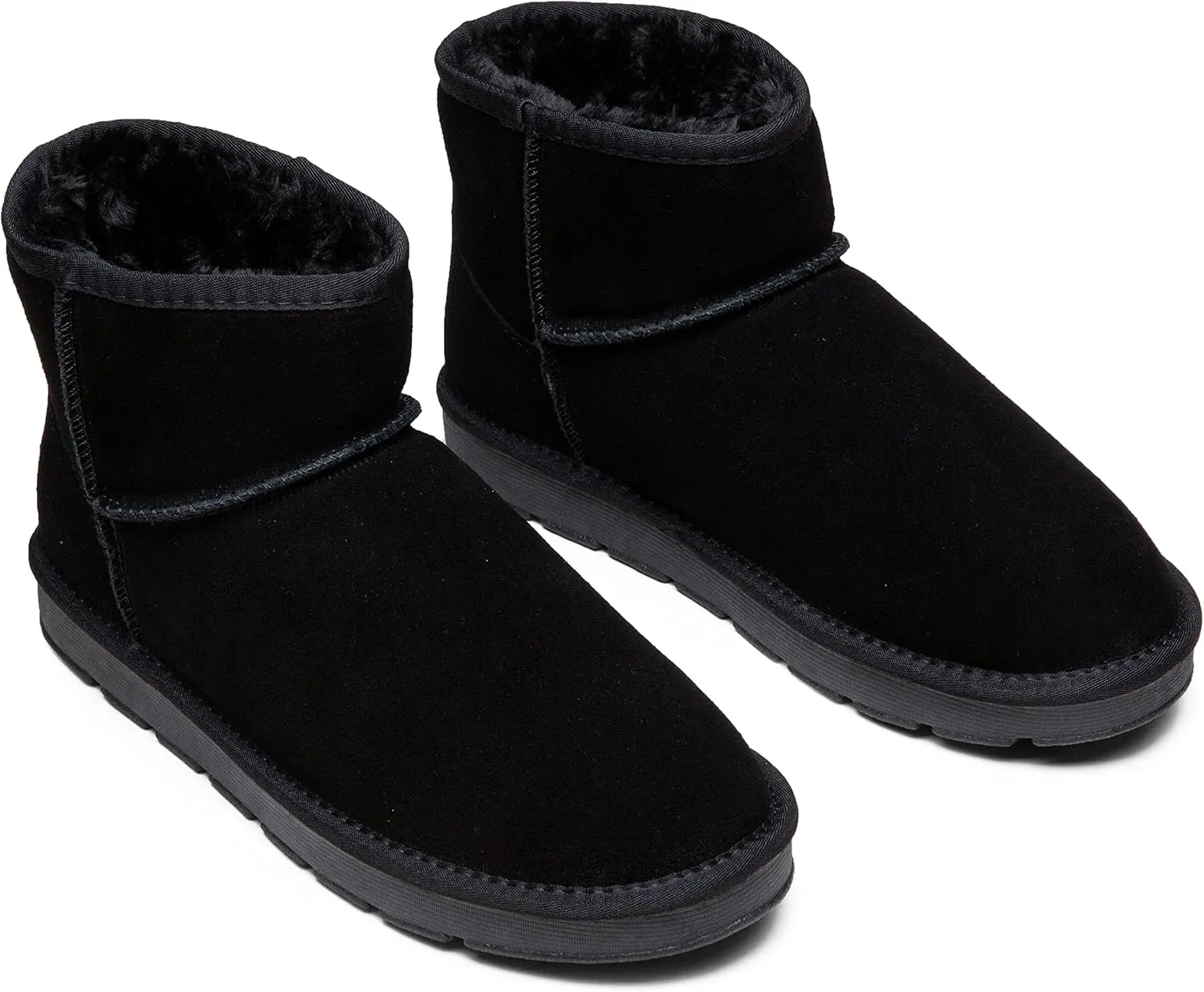 Jousen Men's Winter Boots Suede Snow Boot Leather Mid-calf Shoes Fur Lining