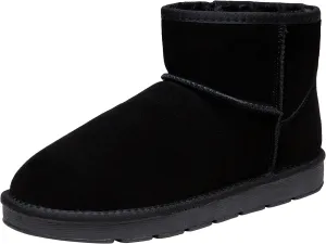 Jousen Men's Winter Boots Suede Snow Boot Leather Mid-calf Shoes Fur Lining