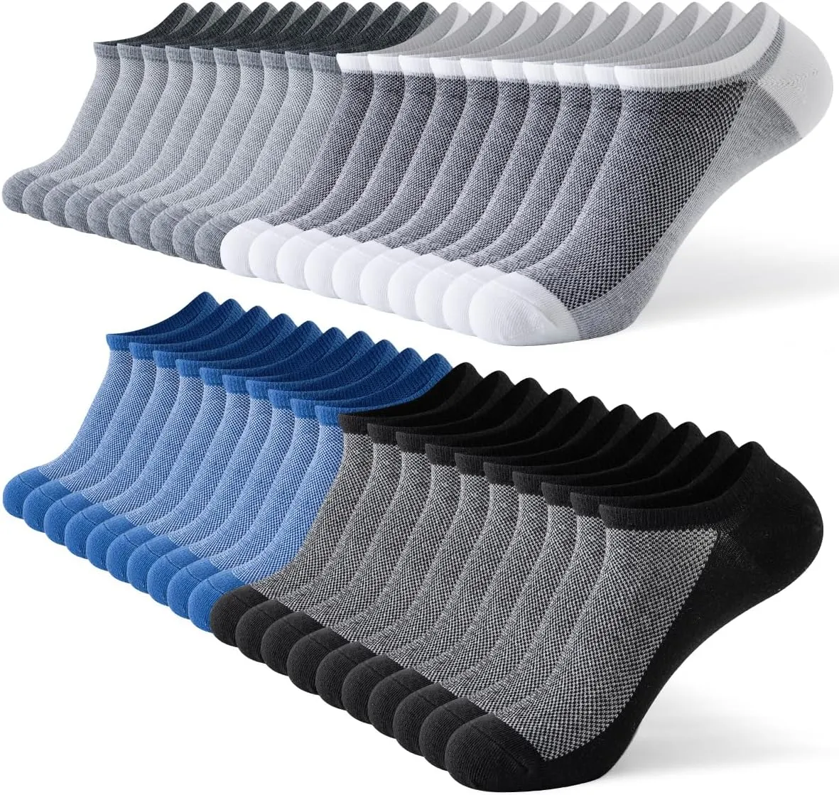 JOYNÉE 20 Pairs Men's No Show Socks: Low Cut, Ankle Socks