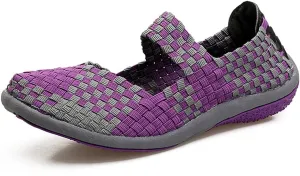 JOYVIP Womens Curly Type Ballet Flats Slip On Comfort Loafers Handmade Woven Shoes
