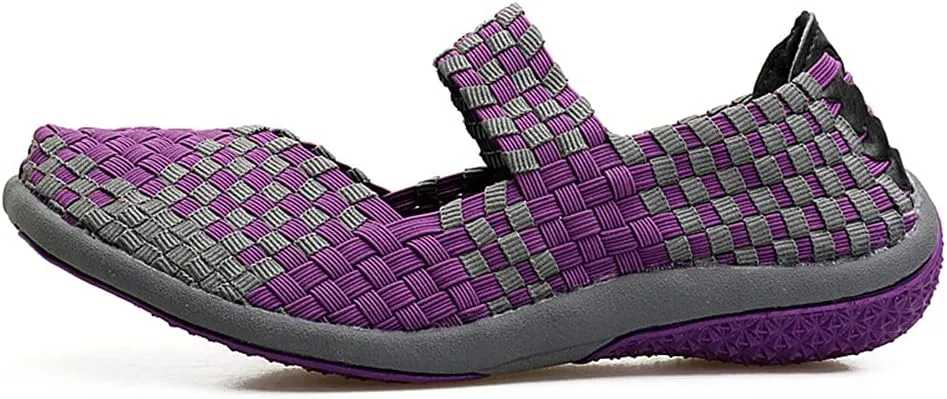 JOYVIP Womens Curly Type Ballet Flats Slip On Comfort Loafers Handmade Woven Shoes