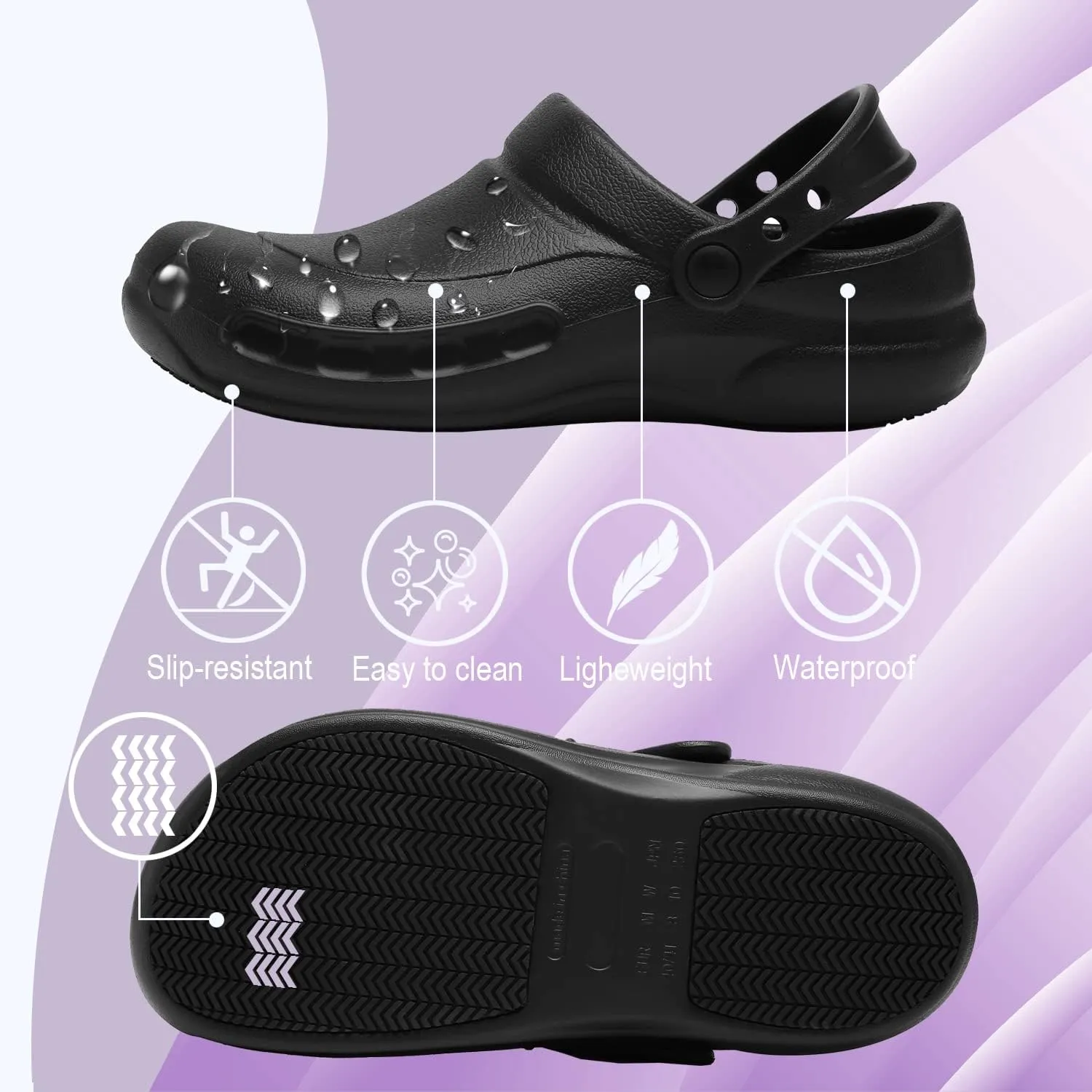 JSWEI Chef Shoes Men -Waterproof and Oil-Proof Clogs Non Slip Kitchen Shoes for Men Nursing Shoes Garden Shoes Outdoor Chef Clogs for Kitchen Food Service