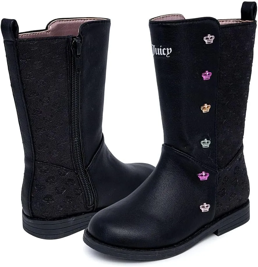 Juicy Couture Girls Winter Fur Boots Warm Insulated Fashion Booties Mid Calf Outdoor Snow Boot for Toddler/Little Kid/Big Kid