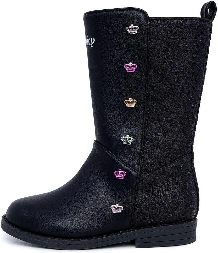 Juicy Couture Girls Winter Fur Boots Warm Insulated Fashion Booties Mid Calf Outdoor Snow Boot for Toddler/Little Kid/Big Kid